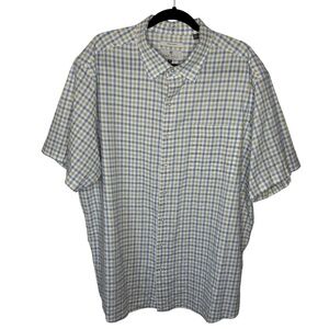 Oak Hill Big & Tall Plaid Button Up Short Sleeve Shirt 1XL Cool & Dry Seersucker